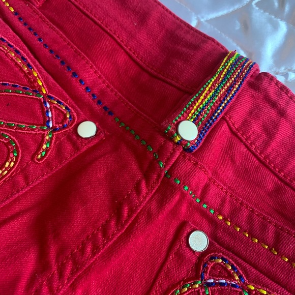 COOGI Vintage Low Rise Red Denim Jean Shorts - Picture 10 of 11